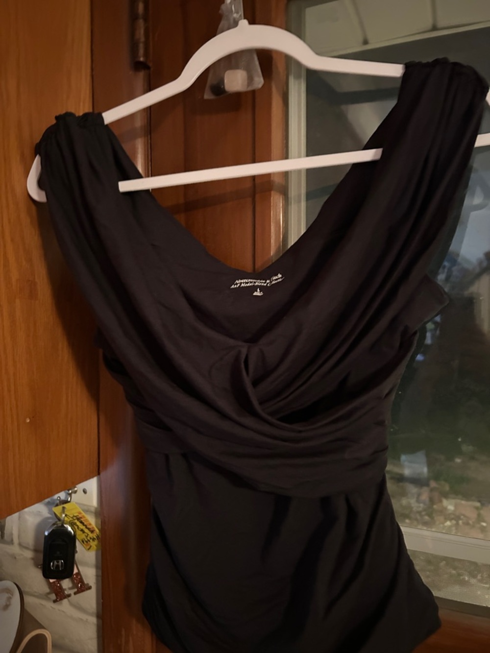 Abercrombie & Fitch Black Draped Tank Top
